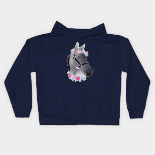 Watercolor Floral Horse Kids Hoodie